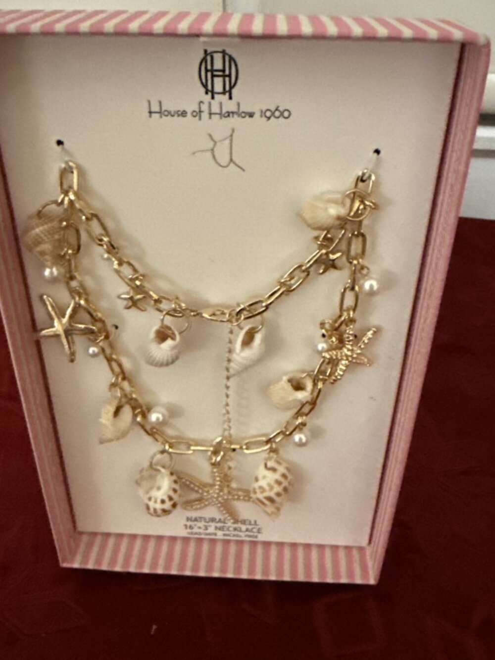 Viral House of Harlow 1960 16” Seashell Beach Charm Necklace NWT Natural shell
